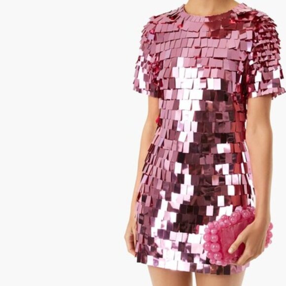 Jonathan Simkhai Tuckernuck Pink Punch Vivienne Embroidered Sequin Mini Dress 4 - Picture 1 of 13